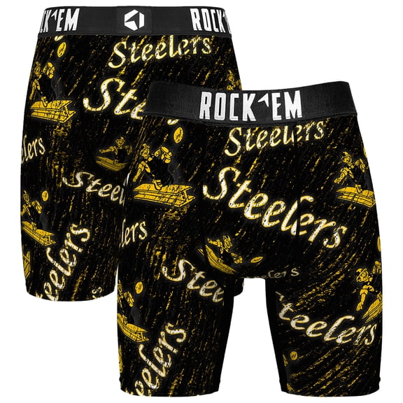 Unisex Rock Em Socks Pittsburgh Steelers Throwback Logo Allover Boxer Briefs