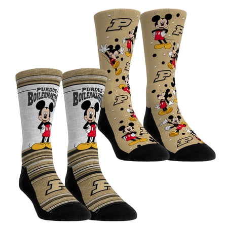 Unisex Rock Em Socks Purdue Boilermakers Mickey Mouse Two-Pack Crew Socks Set