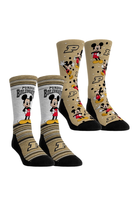Unisex Rock Em Socks Purdue Boilermakers Mickey Mouse Two-Pack Crew Socks Set