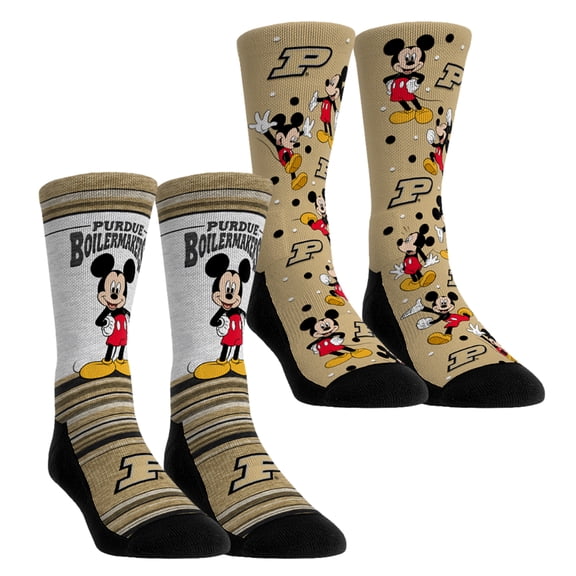 Unisex Rock Em Socks Purdue Boilermakers Mickey Mouse Two-Pack Crew Socks Set