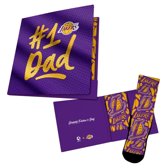 Unisex Rock Em Socks  Purple Los Angeles Lakers #1 Dad Gift Card Socks