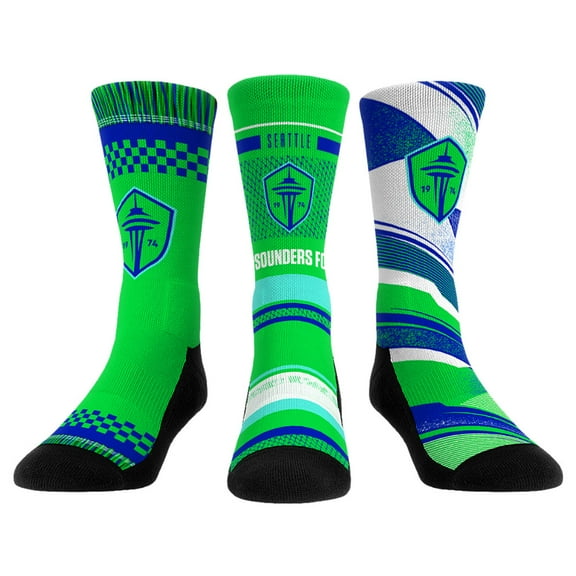 Unisex Rock Em Socks Rave Green Seattle Sounders FC Three-Pack Crew Socks Set