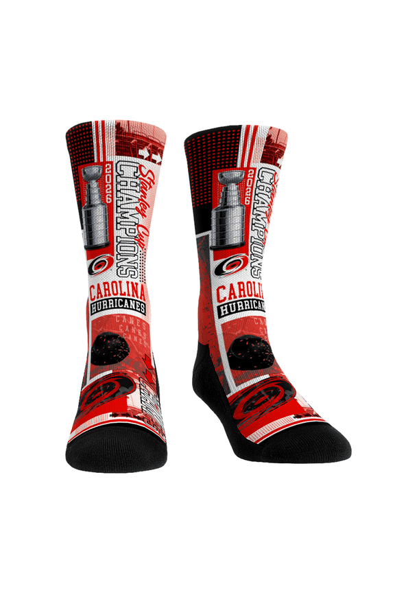 Unisex Rock Em Socks Red Carolina Hurricanes 2026 Stanley Cup Champions Montage Crew Socks