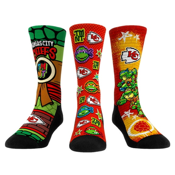 Unisex Rock Em Socks  Red Kansas City Chiefs TMNT Three-Pack Crew Sock Set