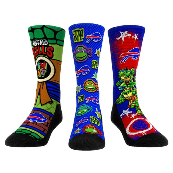 Unisex Rock Em Socks Royal Buffalo Bills TMNT Three-Pack Crew Sock Set