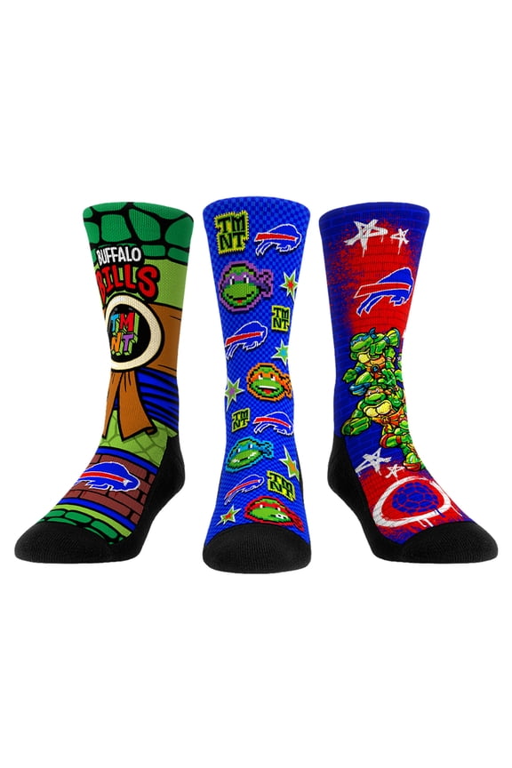 Unisex Rock Em Socks Royal Buffalo Bills TMNT Three-Pack Crew Sock Set