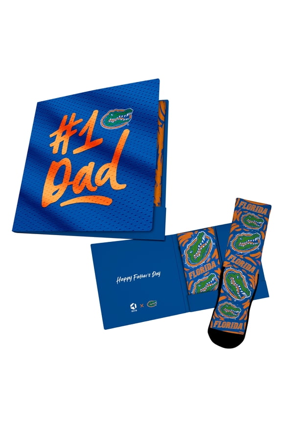 Unisex Rock Em Socks Royal Florida Gators #1 Dad Gift Card Socks