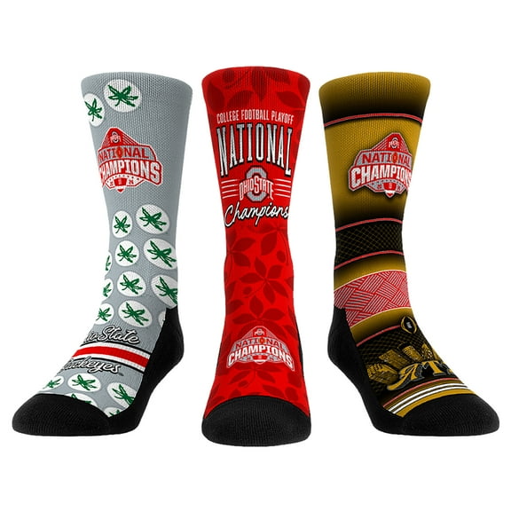 Unisex Rock Em Socks Scarlet Ohio State Buckeyes  College Football Playoff 2024 National Champions Three-Pack Crew Sock