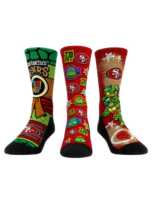 Unisex Rock Em Scarlet San Francisco 49ers TMNT Three-Pack Crew Sock Set