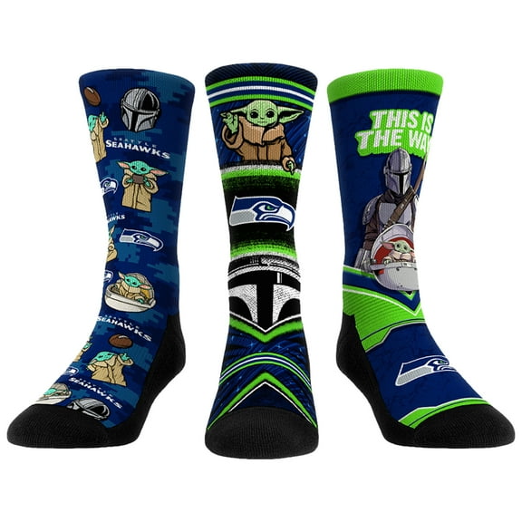 Unisex Rock Em Socks Seattle Seahawks 3-Pack Mandalorian Crew Socks