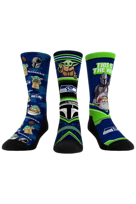Unisex Rock Em Socks Seattle Seahawks 3-Pack Mandalorian Crew Socks