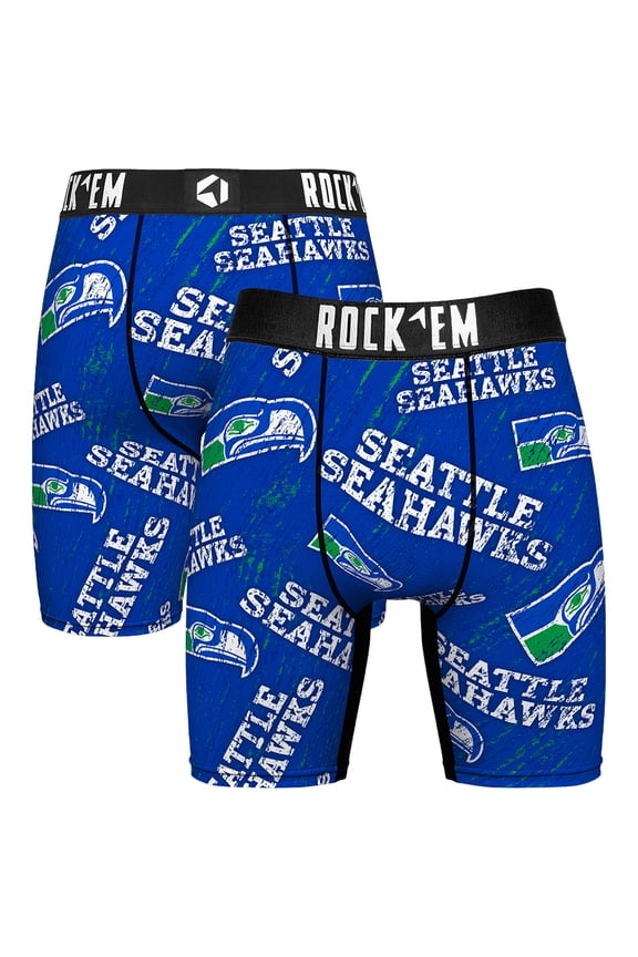 Unisex Rock Em Socks Seattle Seahawks Throwback Logo Allover Boxer Briefs