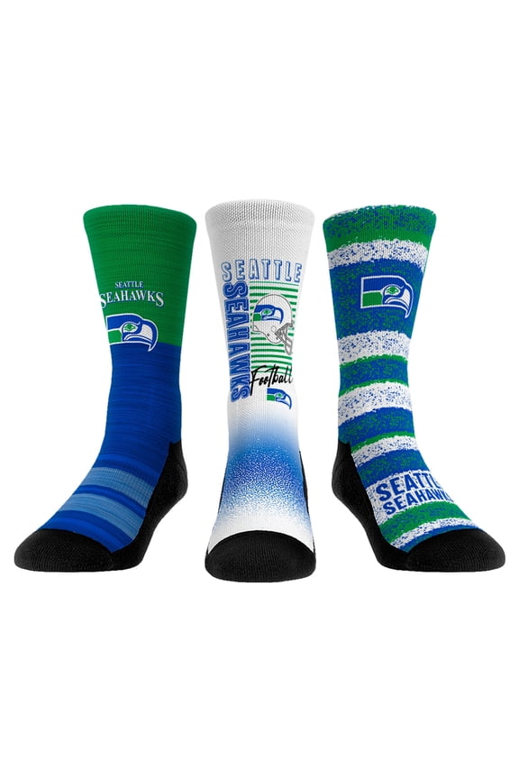Unisex Rock Em Socks Seattle Seahawks Throwback Three-Pack Crew Sock Set