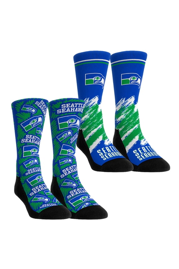 Unisex Rock Em Socks Seattle Seahawks Throwback Two-Pack Crew Socks Set