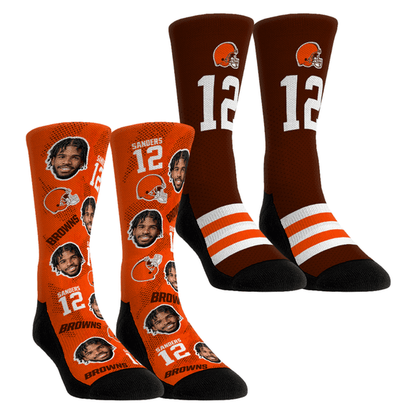 Unisex Rock Em Socks Shedeur Sanders Cleveland Browns Player Football Guy Two-Pack Crew Sock Set