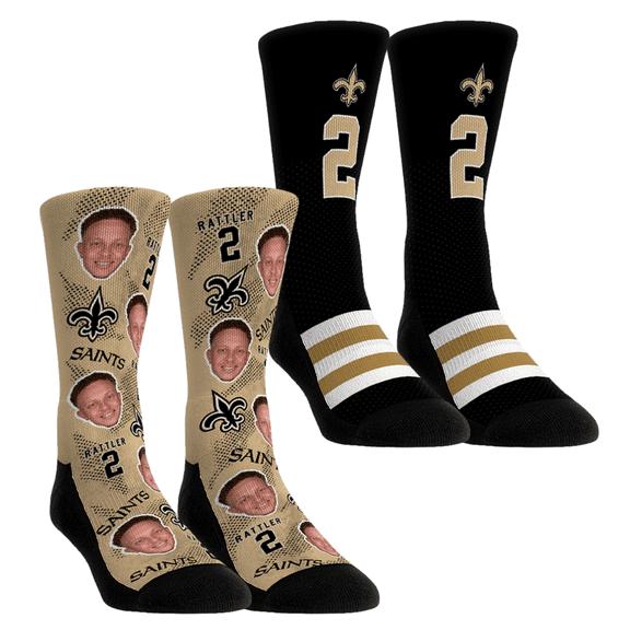 Unisex Rock Em Socks Spencer Rattler New Orleans Saints Player Football Guy Two-Pack Crew Sock Set