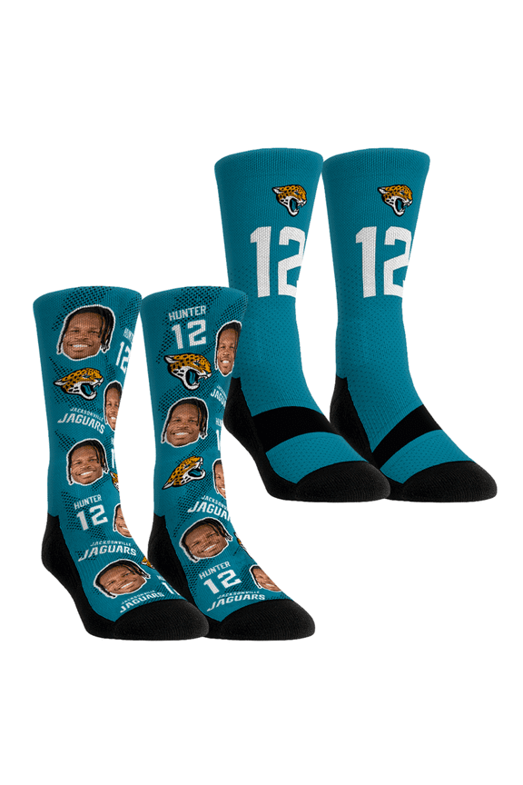 Unisex Rock Em Socks Travis Hunter Jacksonville Jaguars Player Football Guy Two-Pack Crew Sock Set