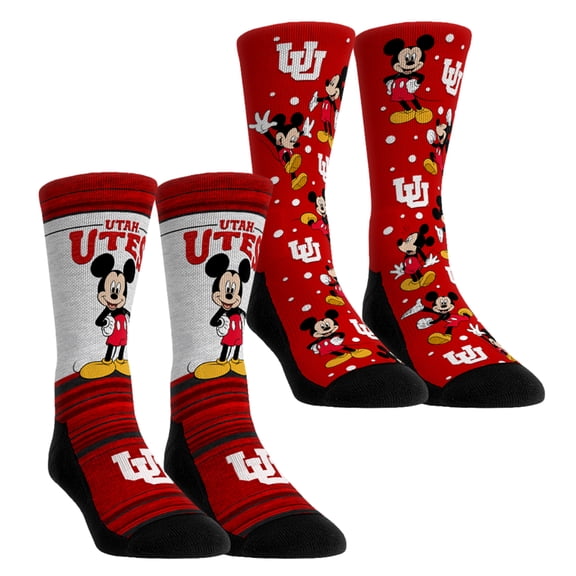 Unisex Rock Em Socks Utah Utes Mickey Mouse Two-Pack Crew Socks Set