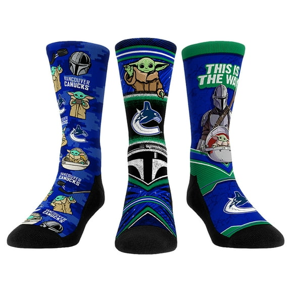 Unisex Rock Em Socks Vancouver Canucks The Mandalorian 3-Pack Crew Socks