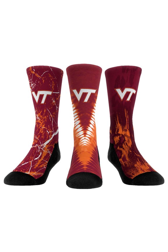 Unisex Rock Em Socks Virginia Tech Hokies Three-Pack Crew Socks Set