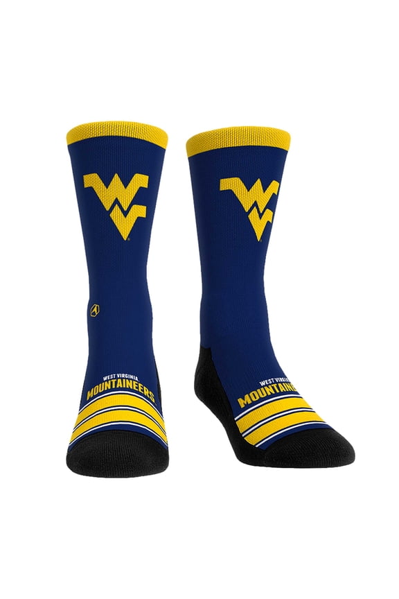 Unisex Rock Em Socks West Virginia Mountaineers Gametime Stripe-Crew Socks