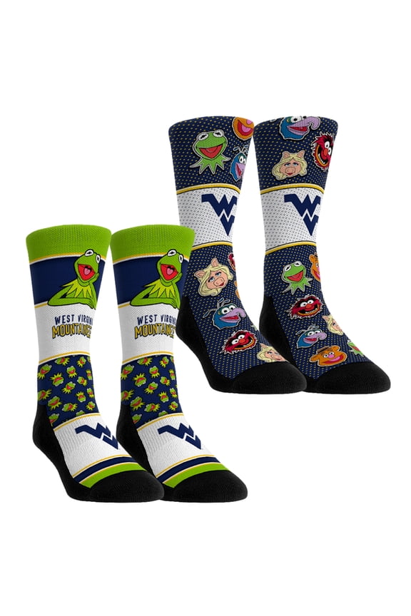 Unisex Rock Em Socks West Virginia Mountaineers Muppets 2-Pack Crew Socks Set
