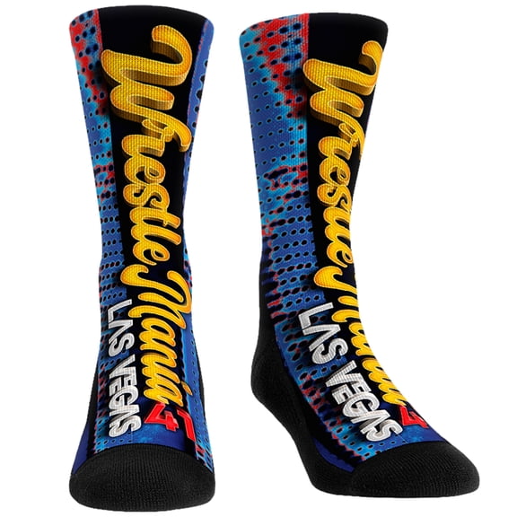 Unisex Rock Em Socks WrestleMania 41 Vegas Neon Lights Crew Socks