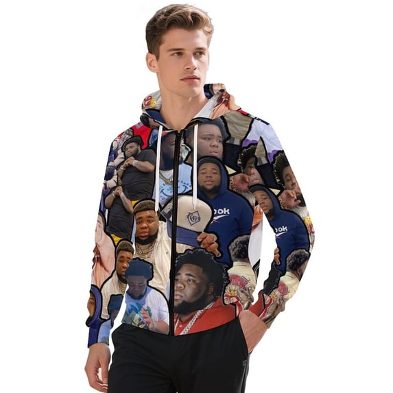 Unisex Rod Wave Zip Up Hoodies 3D Printed Pullover Hooded Sweatshirt with Pocket for Mens Womens