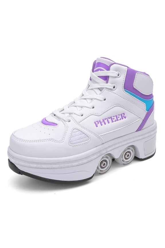 Unisex Roller Skate Shoes - Sneakers - Roller Shoes 2-in-1 Suitable for Outdoor Sports Skating Invisible Roller Skates for Boys Girls