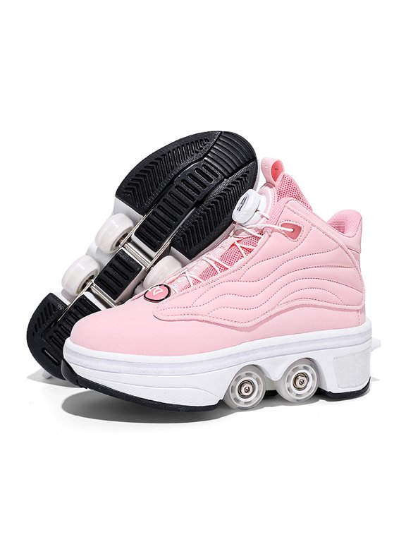 Unisex Roller Skate Shoes - Sneakers - Roller Shoes 2-in-1 Suitable for Outdoor Sports Skating Invisible Roller Skates for Boys Girls