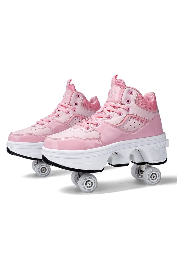 Unisex Roller Skate Shoes - Sneakers - Roller Shoes 2-in-1 Suitable for Outdoor Sports Skating Invisible Roller Skates for Boys Girls