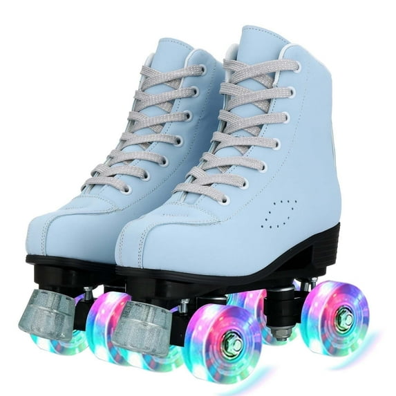 Unisex Roller Skates Double Row Four Wheels, High-top Roller Skates, Gradient Color Roller Skates with Flash Wheelss, For Beginners Womens Mens Boys and Girls, For Indoor Outdoor, Blue