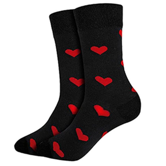 Unisex Romance Heart Lips Pattern Middle Calf Socks Novelty Fun Cotton Crew Socks for Lover Couples on Valentines Day