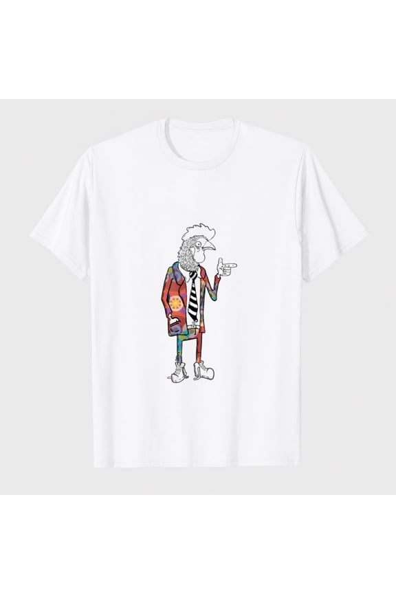 Unisex Rooster Graphic T-Shirt, Farm Chicken Tee, Casual Crew Neck Short Sleeve Top
