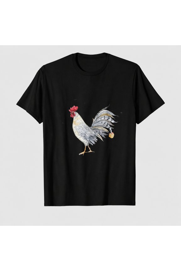 Unisex Rooster Graphic T-Shirt, Vintage Farm Chicken Art Tee, Casual Short Sleeve Top