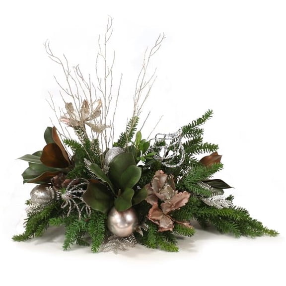 Unisex Rose Gold & Silver Mantle Arrangement - Green