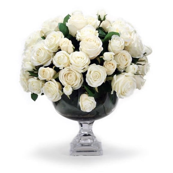 Unisex Rose in Crystal Compote - White