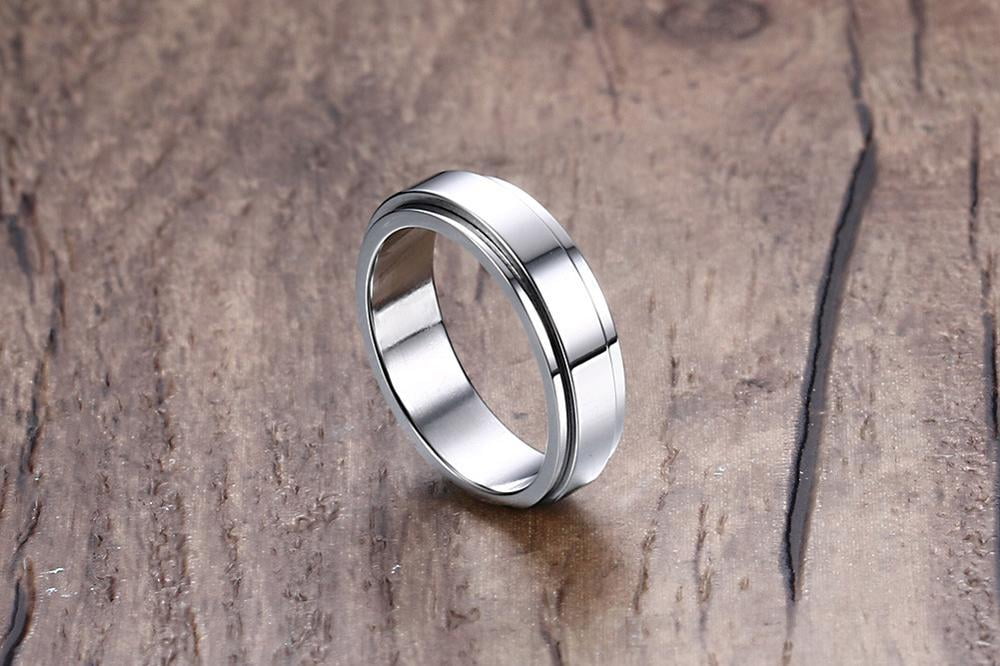 Unisex Rotatable Stainless Steel Ring Fidgeting Spinner Jewelry Geometric Electroplated Fashion Accessory Gifts