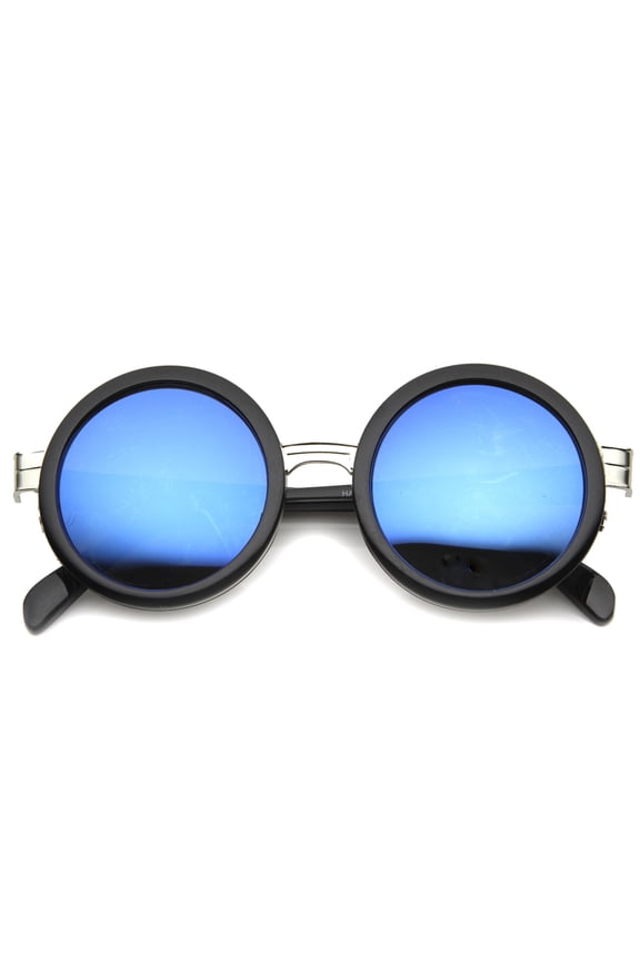 Unisex Round Sunglasses UV400 Mirrored Lens Metal Plastic Frame Model 9888