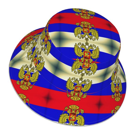 Unisex Russian Flag Bucket Hat Fisherman Cap Reversible Travel Sunhat With Reflective Stripe