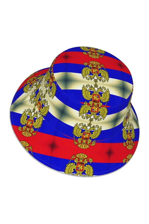 Unisex Russian Flag Bucket Hat Fisherman Cap Reversible Travel Sunhat With Reflective Stripe