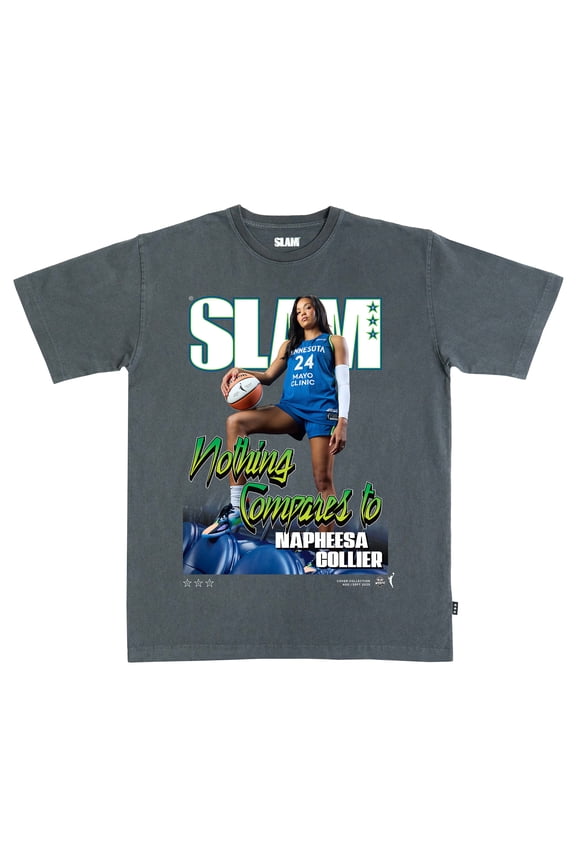 Unisex-SLAM Napheesa Collier Charcoal Minnesota Lynx Cover Collection T-Shirt