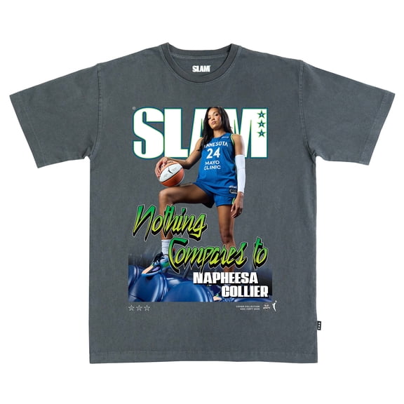 Unisex-SLAM Napheesa Collier Charcoal Minnesota Lynx Cover Collection T-Shirt