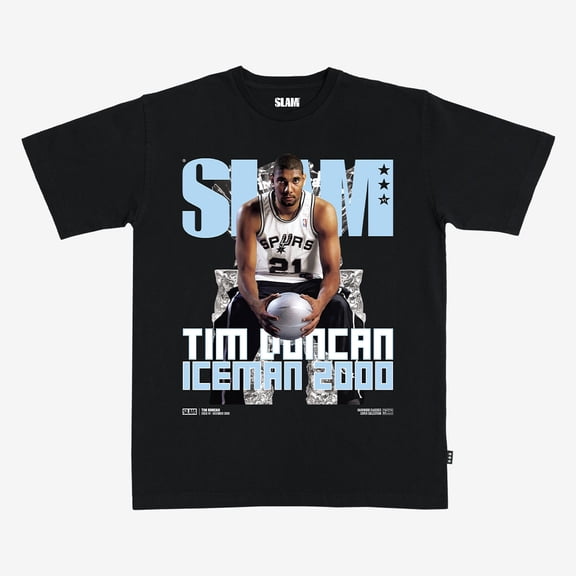 Unisex SLAM Tim Duncan Black San Antonio Spurs Hardwood Classics Cover T-Shirt