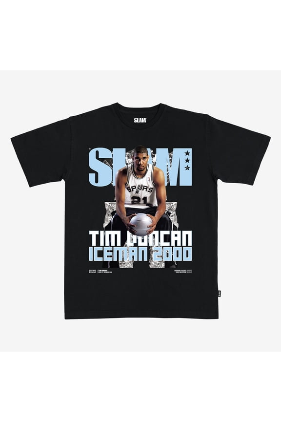 Unisex SLAM Tim Duncan Black San Antonio Spurs Hardwood Classics Cover T-Shirt