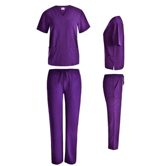 Unisex STRETCH Cargo Scrub Set Solid V-Neck Top Men Women Cargo Nurse Uniform