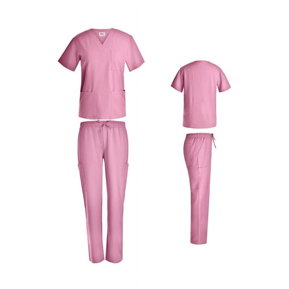 Unisex STRETCH Cargo Scrub Set Solid V-Neck Top Men Women Cargo Nurse Uniform