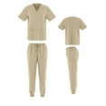 thumbnail image 1 of Unisex STRETCH Jogger Scrub Set Solid V-Neck Top Men Women Jogger Nurse Uniform, 1 of 3