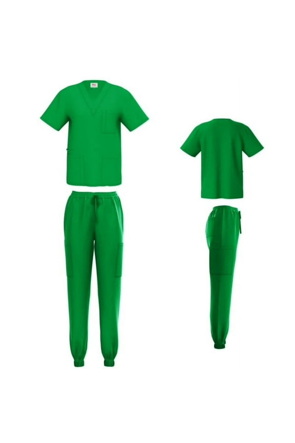 Unisex STRETCH Jogger Scrub Set Solid V-Neck Top Men Women Jogger Nurse Uniform
