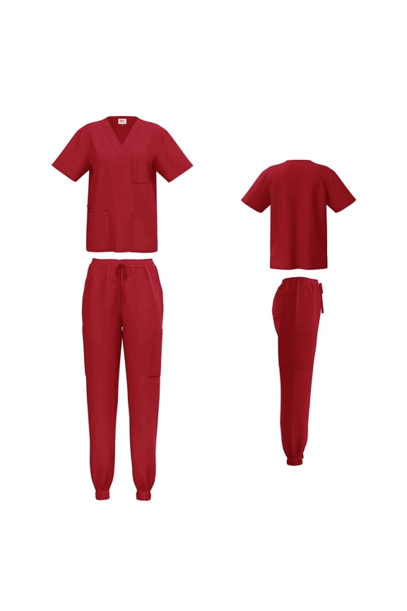 Unisex STRETCH Jogger Scrub Set Solid V-Neck Top Men Women Jogger Nurse Uniform